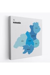 Karabük İli ve İlçeler Haritası Dekoratif Kanvas Tablo 1375
