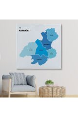 Karabük İli ve İlçeler Haritası Dekoratif Kanvas Tablo 1375