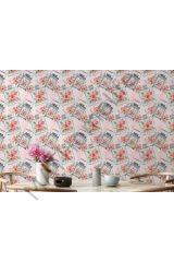 Pembe Çiçek Desenli Kız Çocuğu Odası Duvar Kağıdı-5594