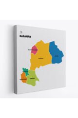 Karaman İli ve İlçeler Haritası Dekoratif Kanvas Tablo 1376