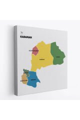 Karaman İli ve İlçeler Haritası Dekoratif Kanvas Tablo 1377