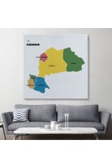 Karaman İli ve İlçeler Haritası Dekoratif Kanvas Tablo 1377