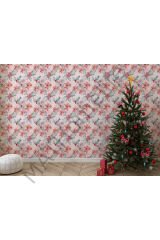 Pembe Kuşburnu Çiçeği Desenli Kız Çocuğu Odası Duvar Kağıdı-5596