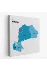 Karaman İli ve İlçeler Haritası Dekoratif Kanvas Tablo 1378