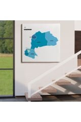 Karaman İli ve İlçeler Haritası Dekoratif Kanvas Tablo 1378