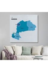 Karaman İli ve İlçeler Haritası Dekoratif Kanvas Tablo 1378