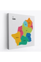 Kars İli ve İlçeler Haritası Dekoratif Kanvas Tablo 1379
