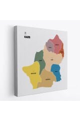 Kars İli ve İlçeler Haritası Dekoratif Kanvas Tablo 1380