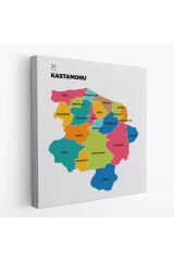 Kastamonu İli ve İlçeler Haritası Dekoratif Kanvas Tablo 1382