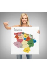 Kastamonu İli ve İlçeler Haritası Dekoratif Kanvas Tablo 1383
