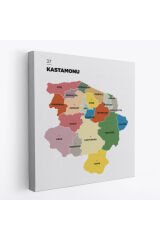 Kastamonu İli ve İlçeler Haritası Dekoratif Kanvas Tablo 1383