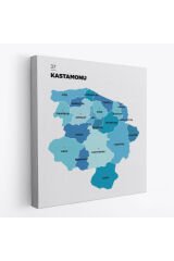 Kastamonu İli ve İlçeler Haritası Dekoratif Kanvas Tablo 1384