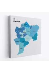Kayseri İli ve İlçeler Haritası Dekoratif Kanvas Tablo 1387