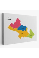 Kilis İli ve İlçeler Haritası Dekoratif Kanvas Tablo 1388