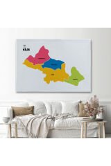 Kilis İli ve İlçeler Haritası Dekoratif Kanvas Tablo 1388