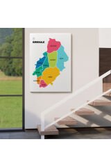 Kırıkkale İli ve İlçeler Haritası Dekoratif Kanvas Tablo 1391 125 x 70