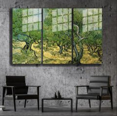 Ünlü Ressamlar ve Yapıtları Modern Yaşam Alanları İçin 3'lü Dikey Cam Tablo 811