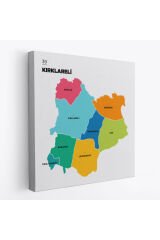 Kırklareli İli ve İlçeler Haritası Dekoratif Kanvas Tablo 1394