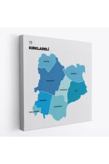 Kırklareli İli ve İlçeler Haritası Dekoratif Kanvas Tablo 1396