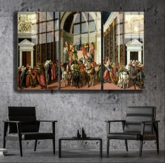 Ünlü Ressamlar ve Yapıtları Modern Yaşam Alanları İçin 3'lü Dikey Cam Tablo 815