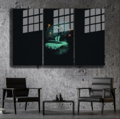Ünlü Ressamlar ve Yapıtları Modern Yaşam Alanları İçin 3'lü Dikey Cam Tablo 817