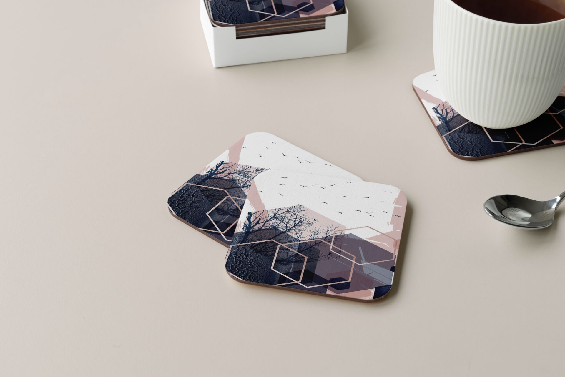 Dekoratif Bardak Altlığı Minimal Desen 138