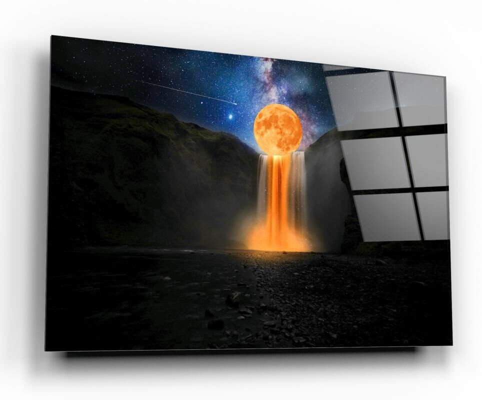 Eriyen Ay Manzarası Cam Tablo Özel Tasarım Ofis, Mutfak Çocuk Odası, Salon Dekorasyon