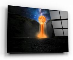 Eriyen Ay Manzarası Cam Tablo Özel Tasarım Ofis, Mutfak Çocuk Odası, Salon Dekorasyon