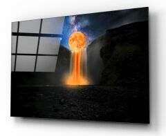 Eriyen Ay Manzarası Cam Tablo Özel Tasarım Ofis, Mutfak Çocuk Odası, Salon Dekorasyon