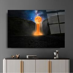 Eriyen Ay Manzarası Cam Tablo Özel Tasarım Ofis, Mutfak Çocuk Odası, Salon Dekorasyon