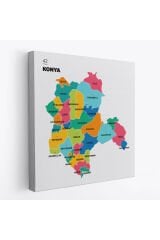 Konya İli ve İlçeler Haritası Dekoratif Kanvas Tablo 1403 50 x 50