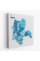 Konya İli ve İlçeler Haritası Dekoratif Kanvas Tablo 1405