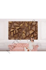 3D Ahşah Geometrik Desenli Duvar Kağıdı-5624