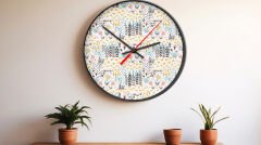 Desenli Figür Siyah Çerçeve  Hediye DekorKanvas  Duvar Saati 126