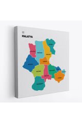 Malatya İli ve İlçeler Haritası Dekoratif Kanvas Tablo 1409