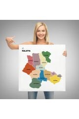 Malatya İli ve İlçeler Haritası Dekoratif Kanvas Tablo 1410