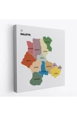 Malatya İli ve İlçeler Haritası Dekoratif Kanvas Tablo 1410