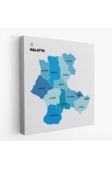 Malatya İli ve İlçeler Haritası Dekoratif Kanvas Tablo 1411