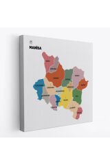 Manisa İli ve İlçeler Haritası Dekoratif Kanvas Tablo 1413