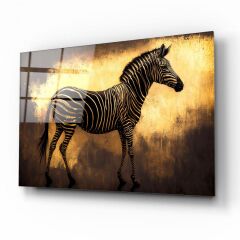 Gold Zebra Cam Tablo Özel Tasarım Ofis, Mutfak Çocuk Odası, Salon Dekorasyon