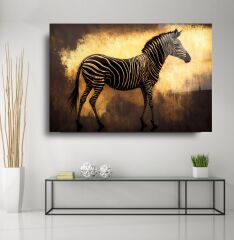 Gold Zebra Cam Tablo Özel Tasarım Ofis, Mutfak Çocuk Odası, Salon Dekorasyon
