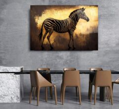 Gold Zebra Cam Tablo Özel Tasarım Ofis, Mutfak Çocuk Odası, Salon Dekorasyon