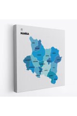 Manisa İli ve İlçeler Haritası Dekoratif Kanvas Tablo 1414