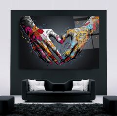 Grafiti Eller Cam Tablo Özel Tasarım Ofis, Mutfak Çocuk Odası, Salon Dekorasyon