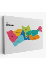 Mardin İli ve İlçeler Haritası Dekoratif Kanvas Tablo 1415