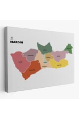 Mardin İli ve İlçeler Haritası Dekoratif Kanvas Tablo 1416