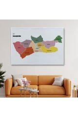 Mardin İli ve İlçeler Haritası Dekoratif Kanvas Tablo 1416