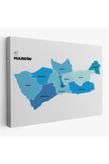 Mardin İli ve İlçeler Haritası Dekoratif Kanvas Tablo 1417