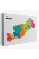 Mersin İli ve İlçeler Haritası Dekoratif Kanvas Tablo 1418