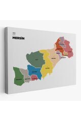 Mersin İli ve İlçeler Haritası Dekoratif Kanvas Tablo 1419